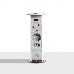 Multiplug Powerdock Mk4 pull up Tower Socket with USB Charger