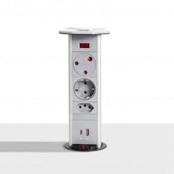 Multiplug Powerdock Mk545 pull up Tower Socket with USB Charger