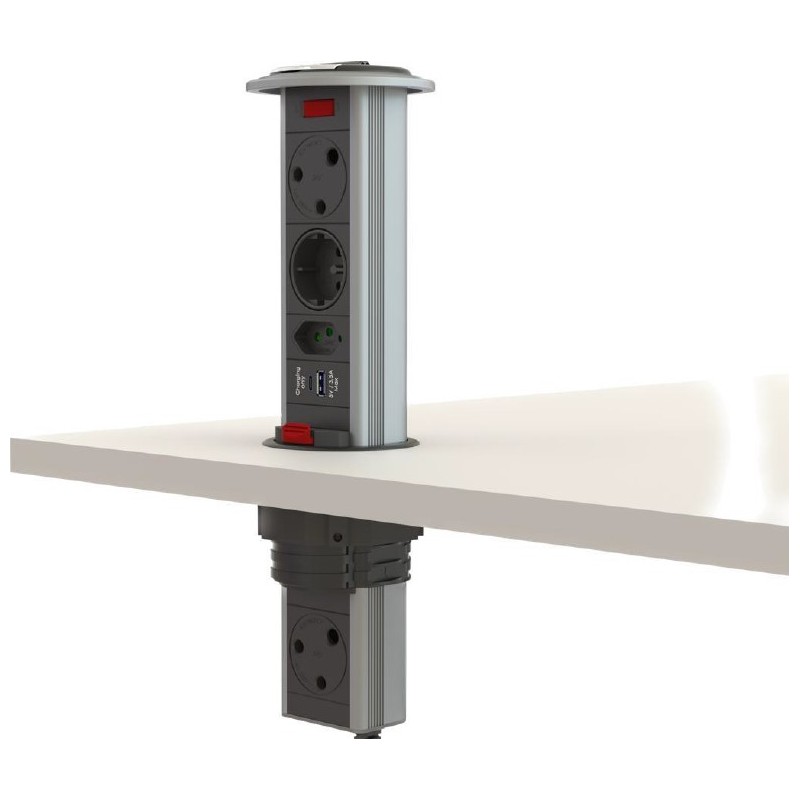Powerdock MK1.1AC Multiplug Pull up - Convenient desk power solution by LiteSource.